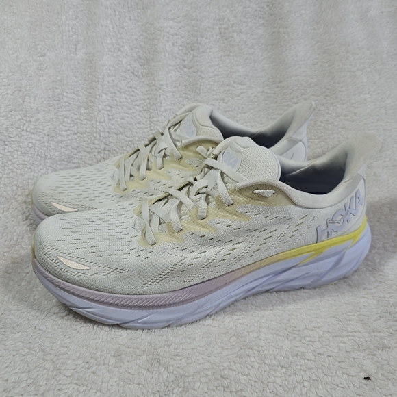 Hoka One One Shoes - Hoka One One Womens Clifton 8 1119394 BDBBW White Running Shoes Sneaker Sz10.5 B